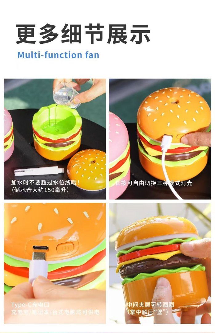 3-in-1 Burger Mini Humidifier — ছবি ৩