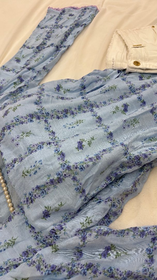 Blue Floral Tunic & Denim Pant Set — photo 8