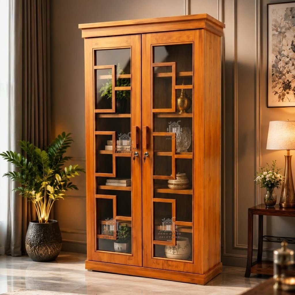 Geometric Elegance Wooden Showcase