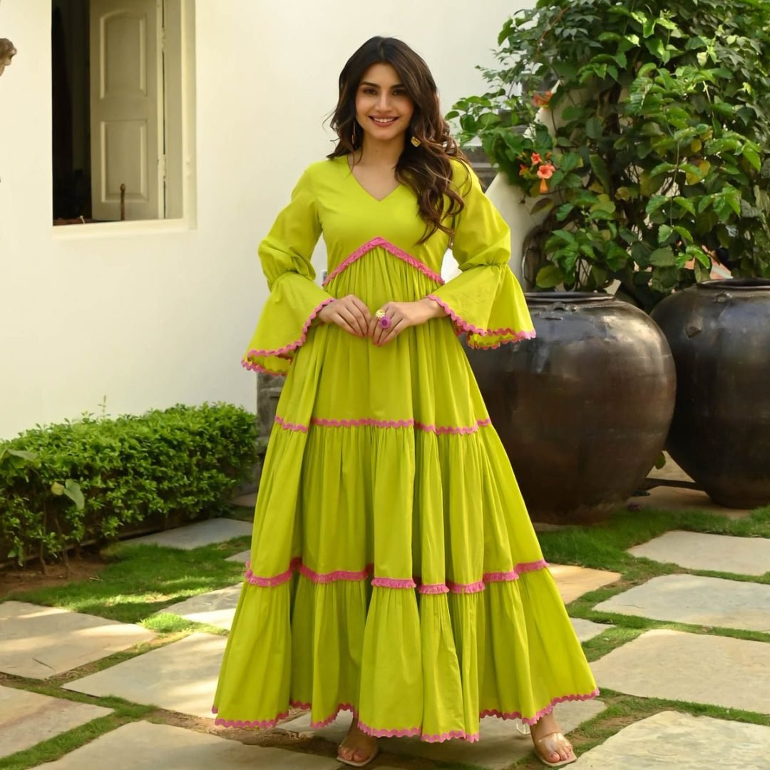 Premium Lime Green Long Dress