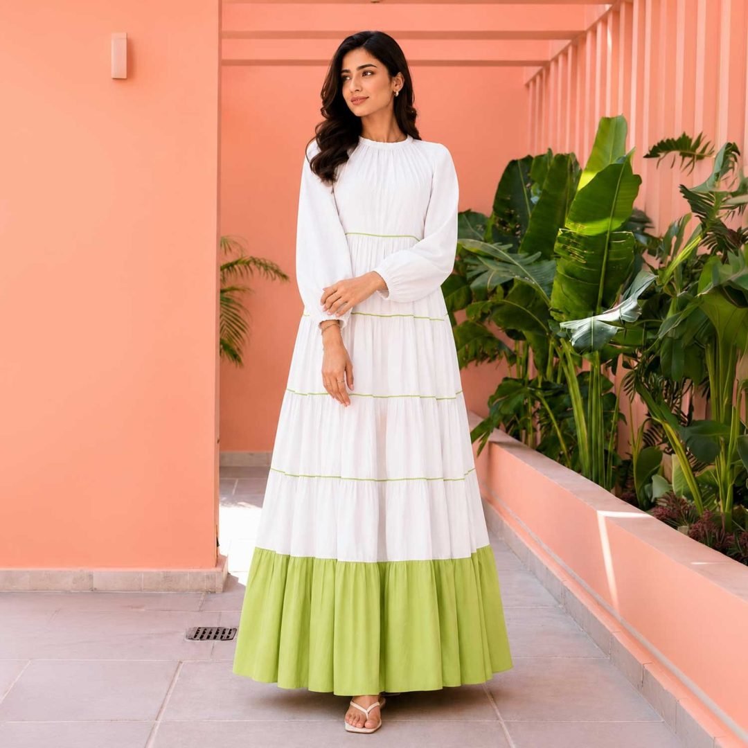 Lime Breeze Tiered Maxi Dress