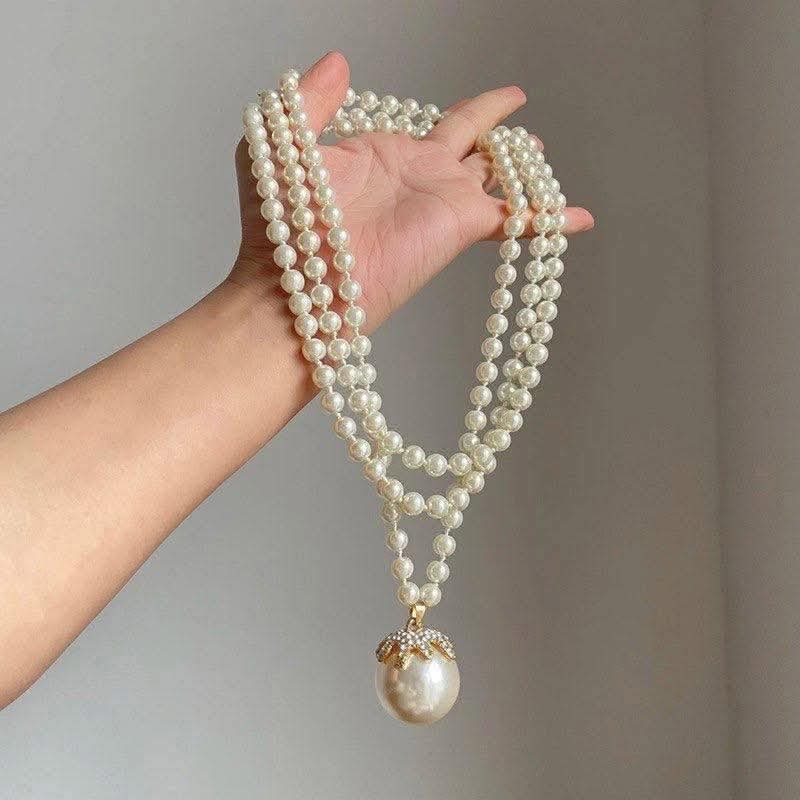 Pearl Necklace-Multi Layer-Big Size Big Size Multi Layer Pearl Necklace Only — ছবি ৫