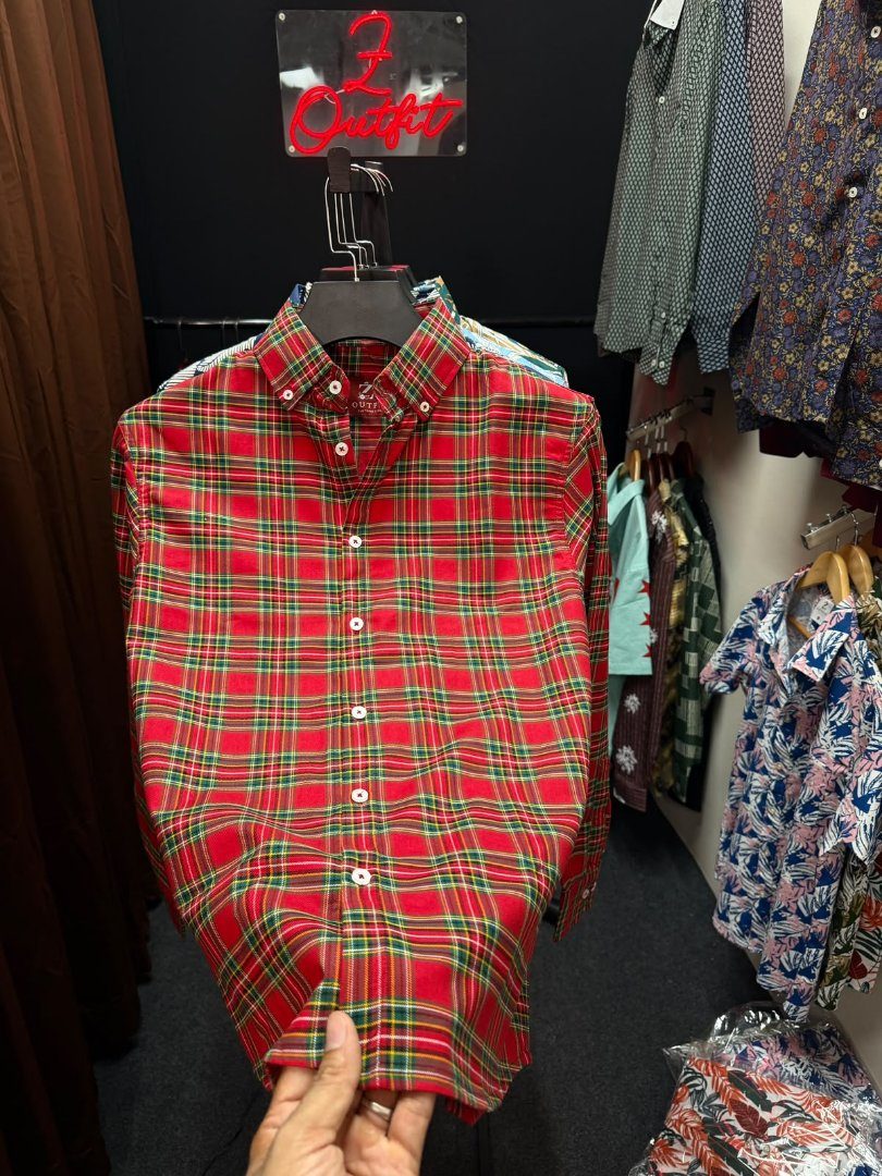 Red check shirt. cotton fabrics