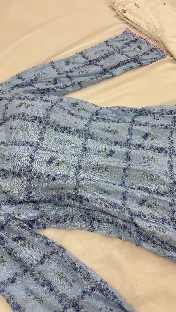 Blue Floral Tunic & Denim Pant Set — photo 10