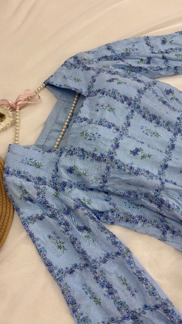 Blue Floral Tunic & Denim Pant Set — photo 9