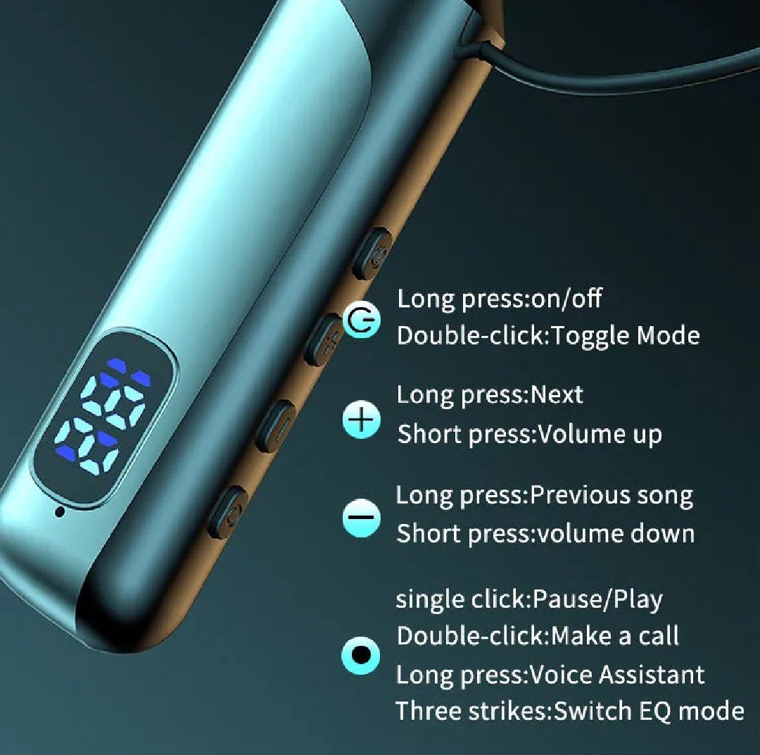 D61 Long Battery Life Wireless Neckband Bluetooth Headset with Digital Display — ছবি ৭