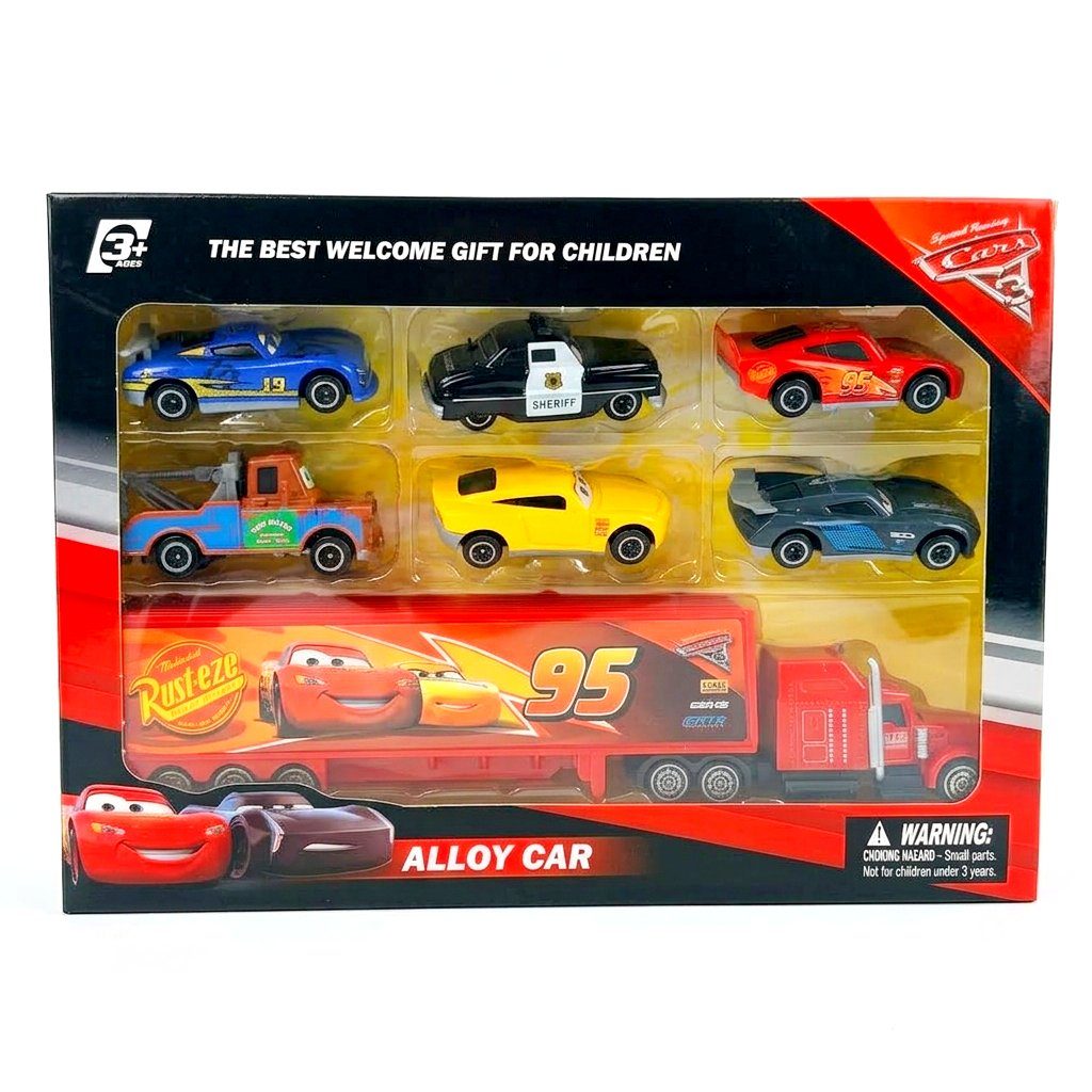 Disney Pixar 6 piece car + 1 transport truck