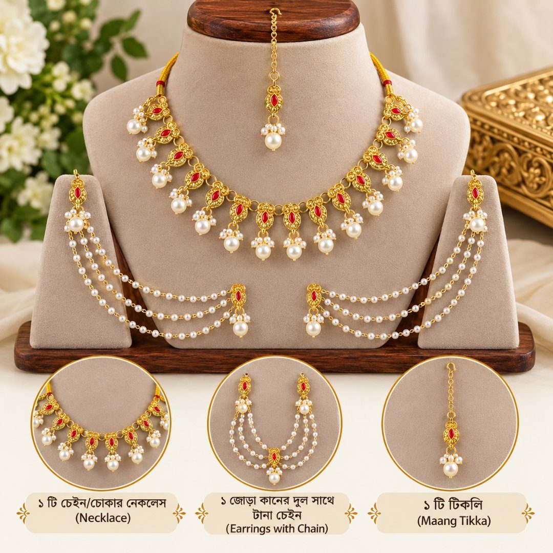 Pearl Kundon Set ( মুক্তার কুন্দন সেট)