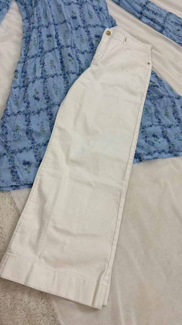 Blue Floral Tunic & Denim Pant Set — photo 5