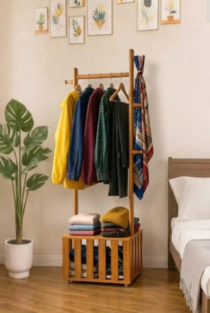Premium Wooden Coat & Clothes Hanger Rack with Wheels