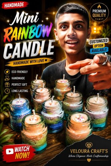 🌈 Mini Rainbow Candle 🕯️ — Veloura Craft's