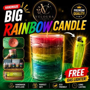 🌈 Big Rainbow Candle 🕯️ — Veloura Craft's
