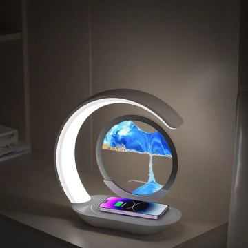 Creative 3D Moving Sand Art Lamp with Wireless Charging, LED Night Light for Bedroom Home Decor, Unique Gift Idea — বাগেরহাট ফ্রেশ