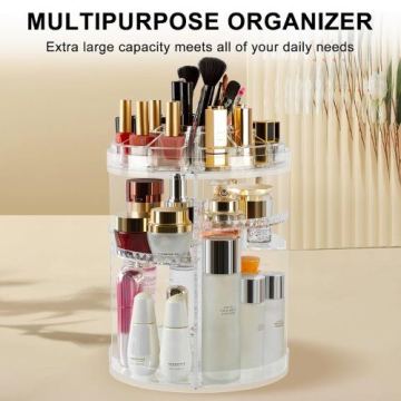 Life style mall 360 Degree Rotation Transparent Acrylic Cosmetics Storage Box — বাজার